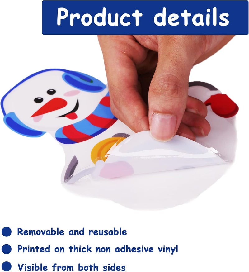 Tevxj Large Size Hello Winter Window Clings for Christmas Snowflake Decoration Xmas Windows Decals Snowman Window Stickers for Showcase Home Decor Merry Christmas Party Supplies - Image 3